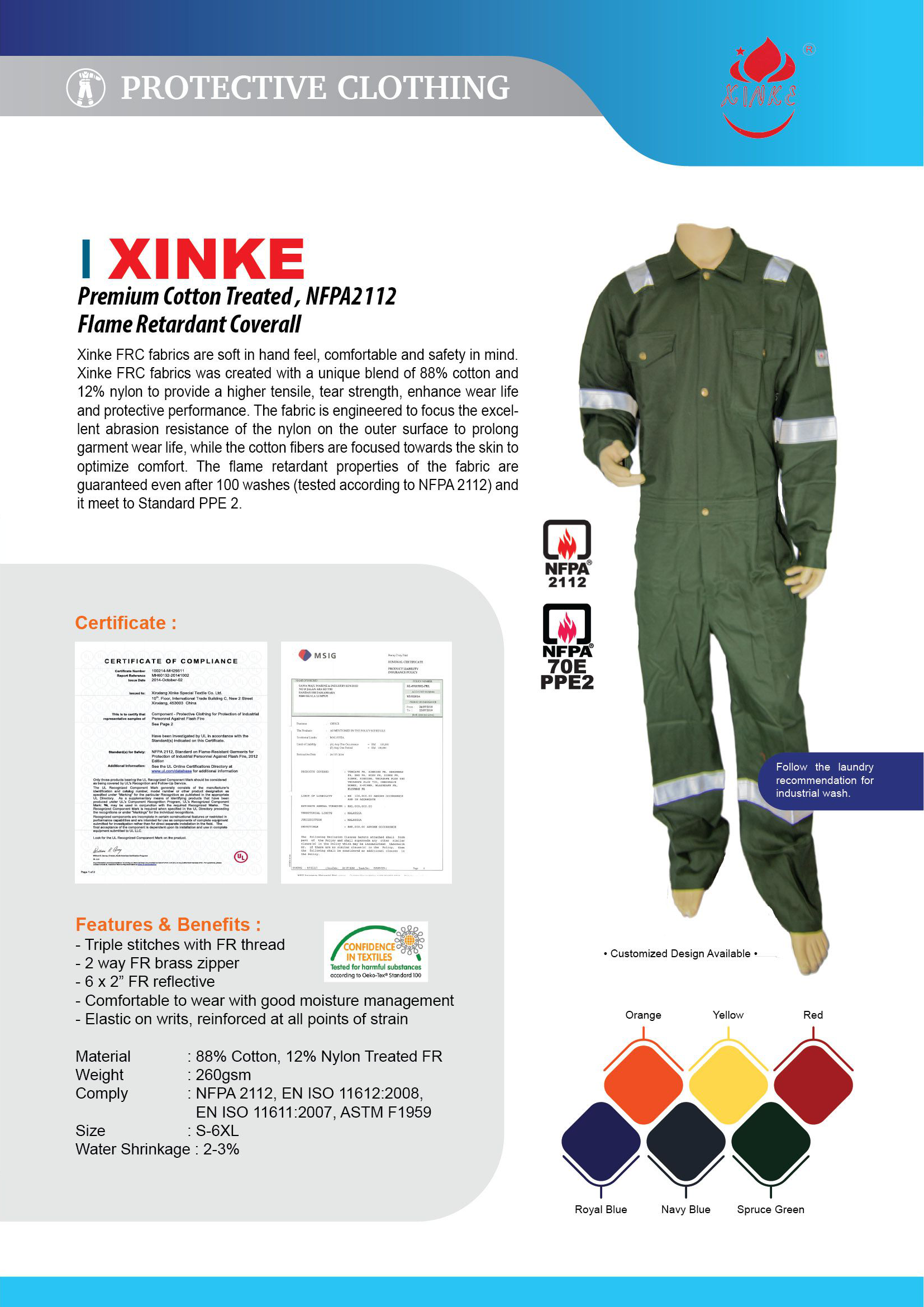 xinke-fr-cotton-treated-260gsm-coverall-hb-safety-equipment