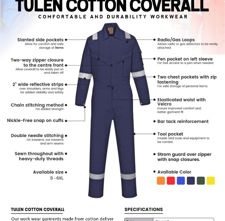 HOUSTON FR COVERALL 100 COTTON 240 GRAMS HB SAFETY EQUIPMENT